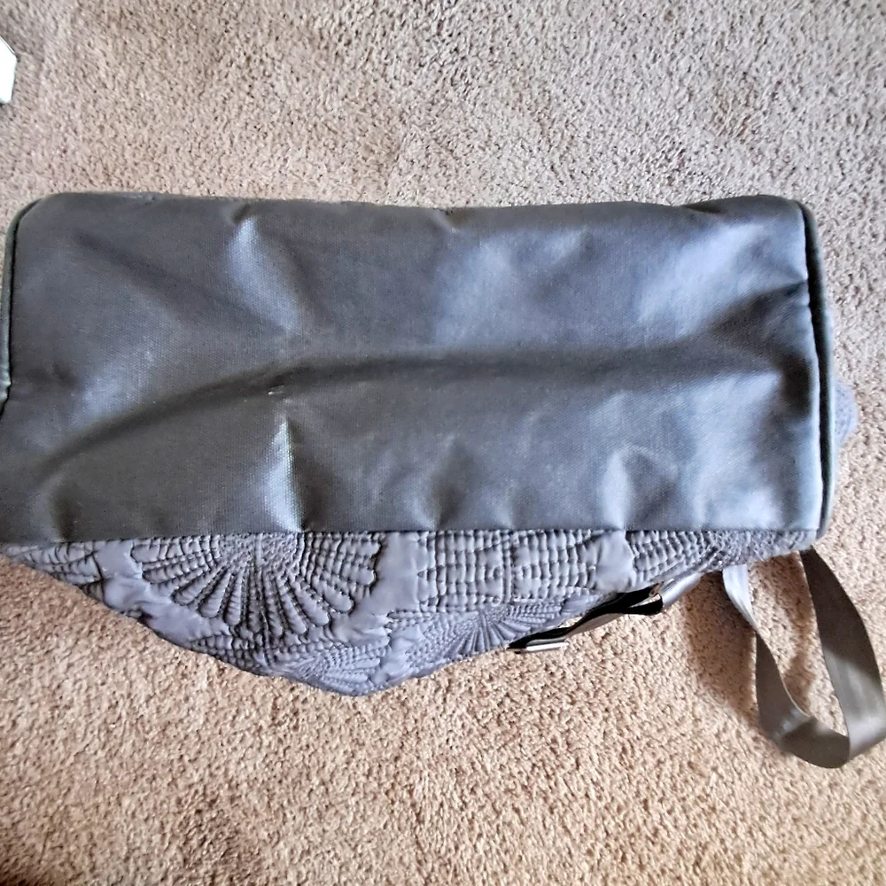 Petunia Pickle Bottom Convertible Diaper Bag GUC Slate Gray Changing Pad